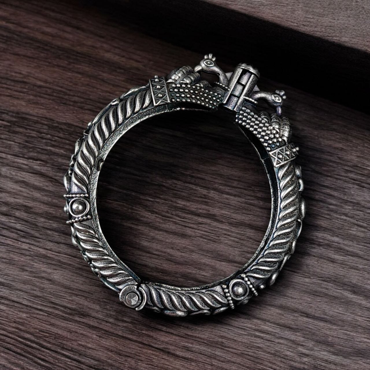Antique Peacock Bracelet | Oxidized Openable Bangles | Traditional Kada