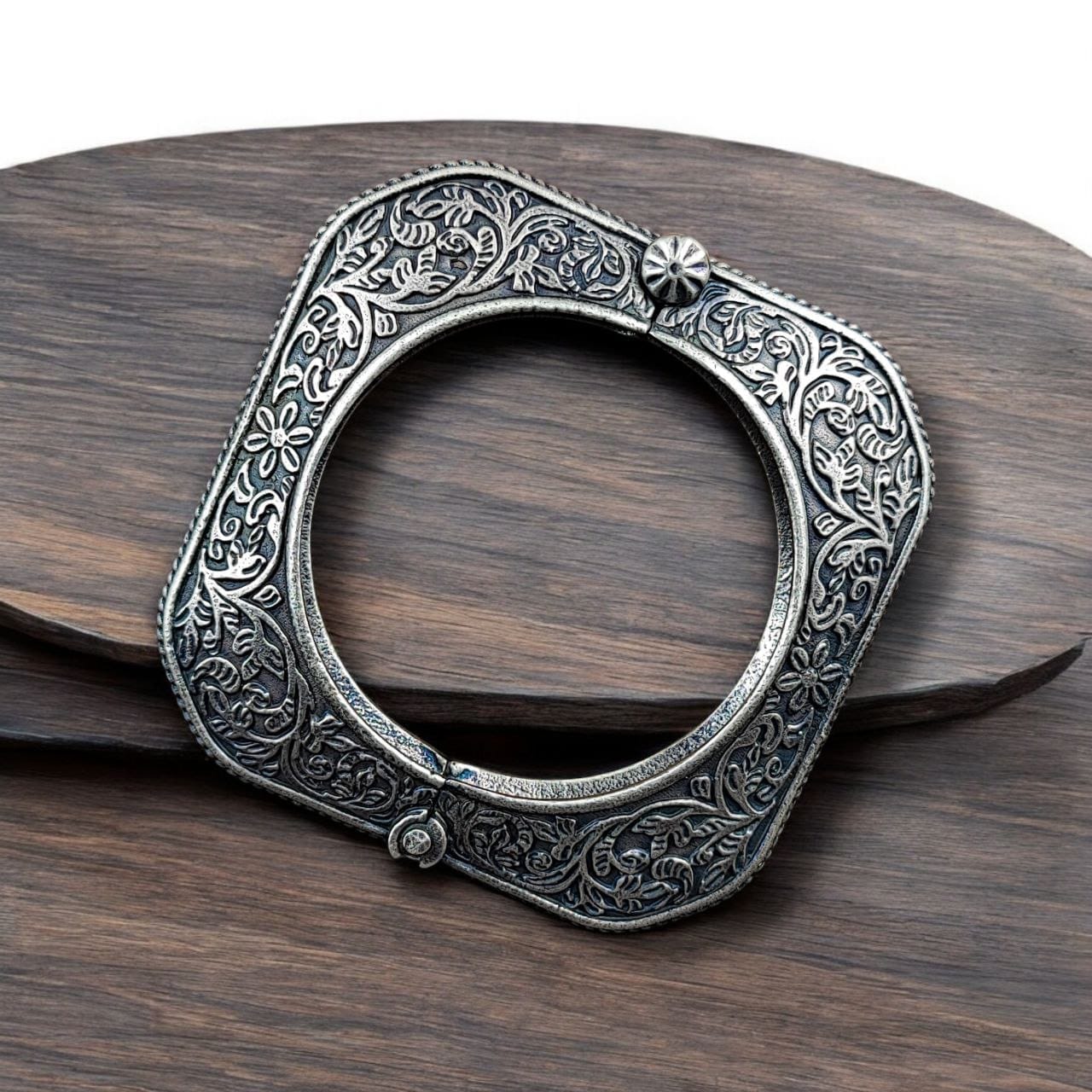 Ancient Look Floral Bracelet | Square Shape Kada / Bangle For Girls
