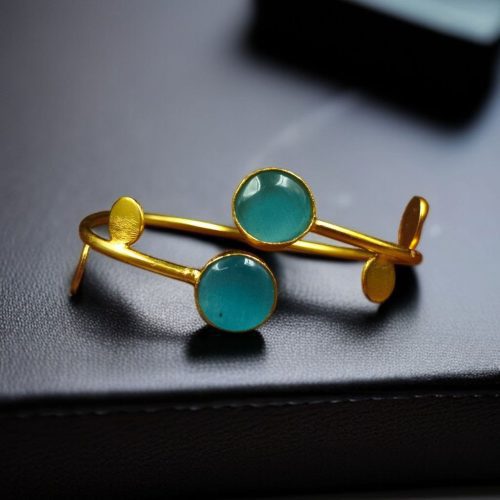 Contemporary Style Gold Plated Bangle Monalisa Stone – Perfect For Office & Casual Outfits