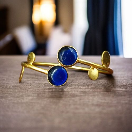 Contemporary Style Gold Plated Bangle Monalisa Stone – Perfect For Office & Casual Outfits