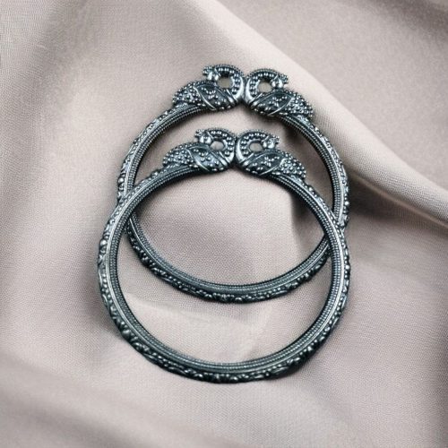 Silver Look Peacock Design Bangles – Ethnic Oxidized Best Designer Kada For Girls