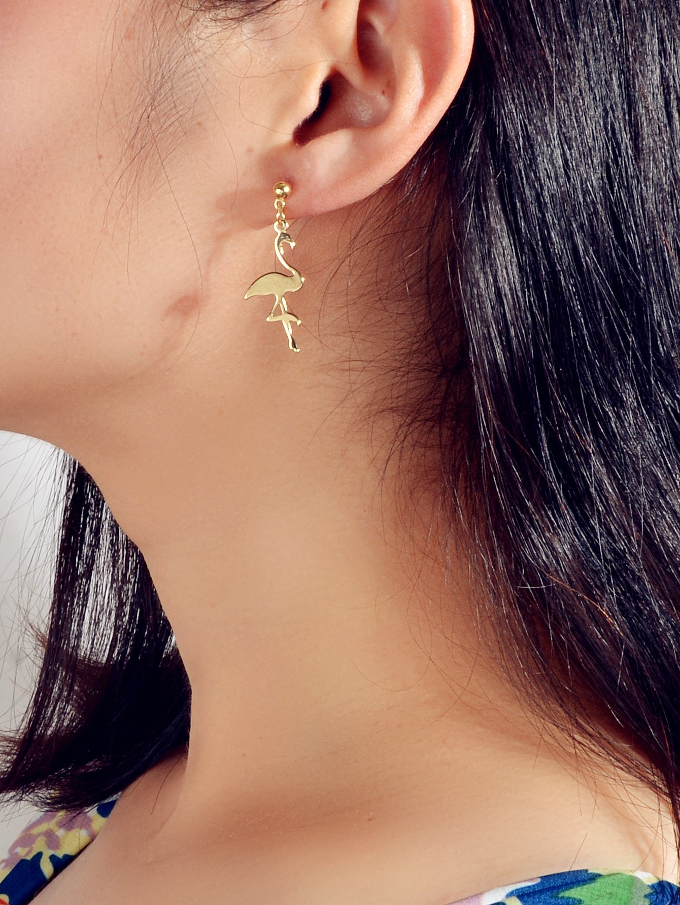 Funny Metal Minimalist Flamingo Dangle Lightweight Designer Jewellery Earrings-1