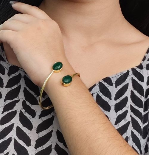 Traditional Ethnic Gold Plated Bangle With Monalisa Stone – Unique Stylish & Lightweight