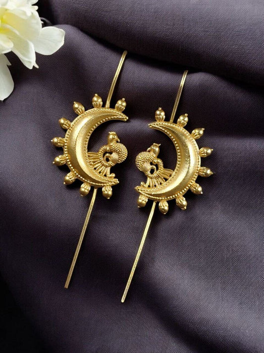 Ethnic Gold Plated Beautiful Peacock Earcuff | Half Moon Stylish Jewelry for Girls