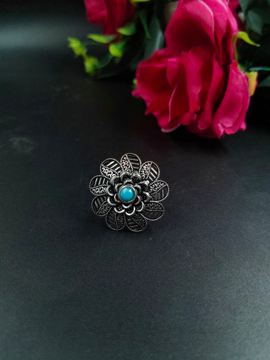 Elegant Flower Design Ring | Silver Plated Adjustable Ring for Daily Wear